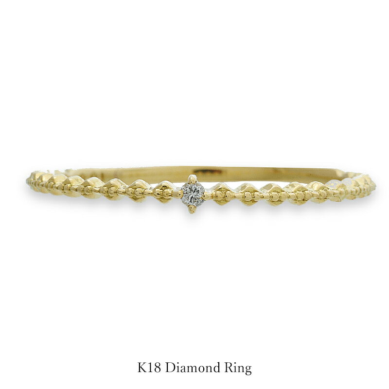 樂天商城 - リング ダイヤモンド K18 18金 イエローゴールド 0.01ct 華奢 細身 指輪 レディース ジュエリー