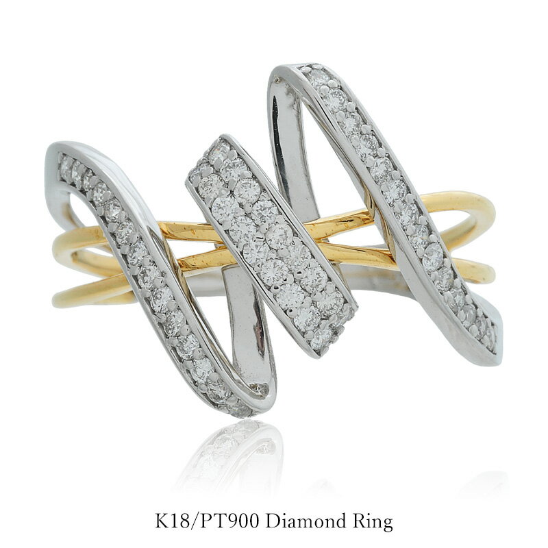 Diamond - リング K18 PT900 ダイヤモンド 0.3ct コンビ リング 18金 プラチナ レディース ジュエリー