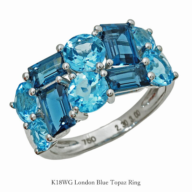 ELLE K18WG ブルーカラーストーン リング 楽天市場】ロンドントパーズブルーリングk18の通販