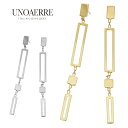 ウノアエレ【UNOAERRE】 K18YGイエローゴールド ロングピアス ホワイトゴールド K18WG ピアス スタッドピアス モダン 四角