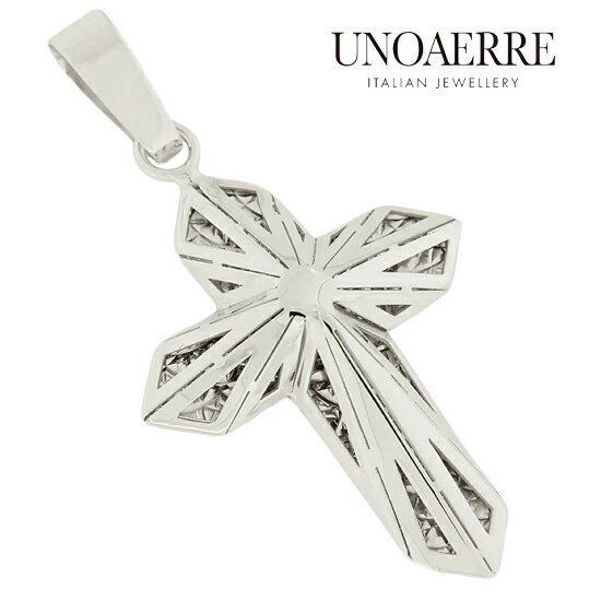 ウノアエレ K18 ペンダント クロス 十字架 ホワイトゴールド モチーフ 重ね付け ペンダントトップ イタリア製 トップ ゴールド 正規品 18金 レディース...