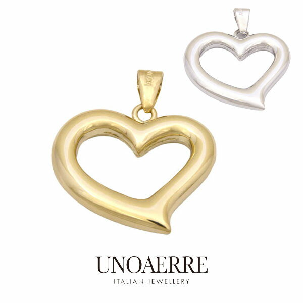 ウノアエレ【UNOAERRE】K18 イエローゴールド ハート ペンダント ホワイトゴールド モチーフ イタリア クリスマスプレゼント