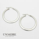 ウノアエレ【UNOAERRE】 K18WG ホワイトゴールド フープピアス シンプル 鏡面 おしゃれ 18金 イタリア製