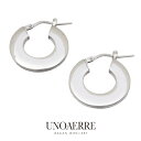 【新作】 ウノアエレ【UNOAERRE】 ピアス K18 ホワイトゴールド フープピアス K18WG ポリッシュ 薄い レディース 17mm ユニーク 母の日