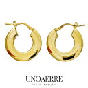 ウノアエレ【UNOAERRE】 K18YGイエローゴールド フープピアス ユニークデザイン 大きい 18金 イタリア 母の日