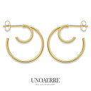ウノアエレ【UNOAERRE】 K18 イエローゴールド ピアス サークルダブルデザイン 18金 約23mm イタリア製