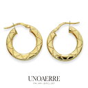ウノアエレ【UNOAERRE】 K18YGイエローゴールド フープピアス レディース 20mm 厚み 幅広 アクセサリー 模様
