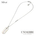 ウノアエレ【UNOAERRE】ネックレス シルバー 白蝶貝 キュービックジルコニア ペンダントトップ 42cm 925長め ネックレス チェーン アシンメトリー...