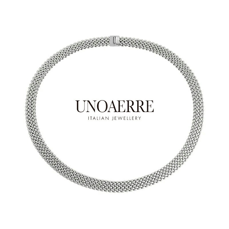 ウノアエレ【UNOAERRE】ネックレス シルバー 50cm 925編み込み 幅広 ボリューム 大振り SILVER デザイ..