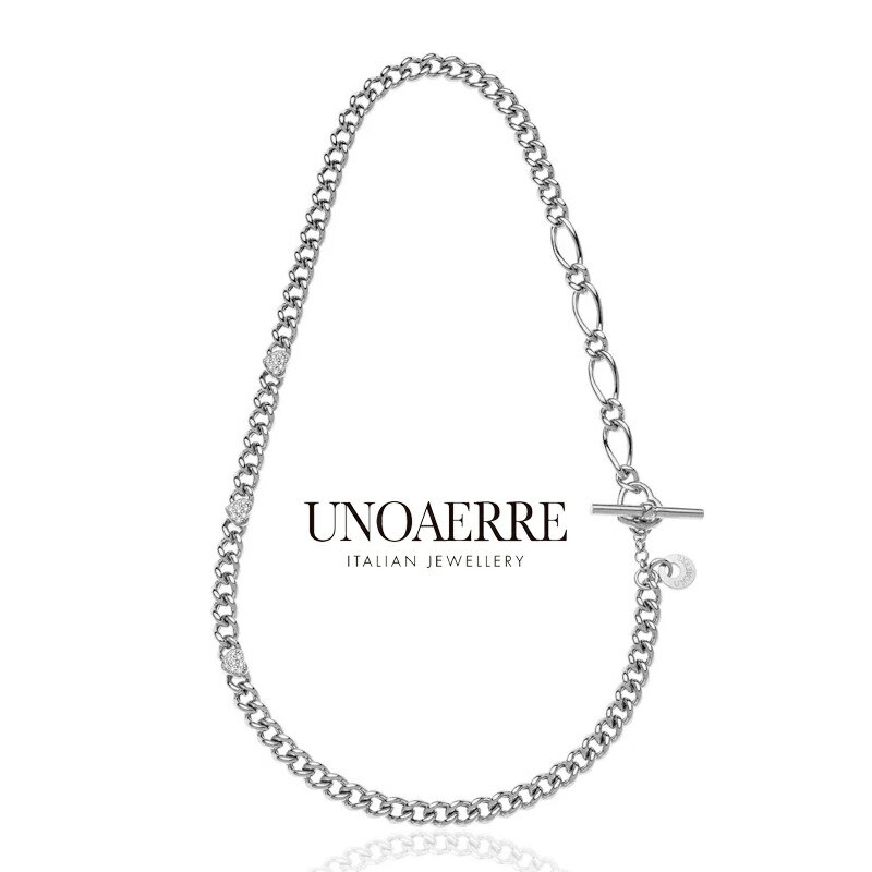 ウノアエレ【UNOAERRE】ネックレス シルバー 42cm 925 シャイン ハート キュービックジルコニア SILVER..