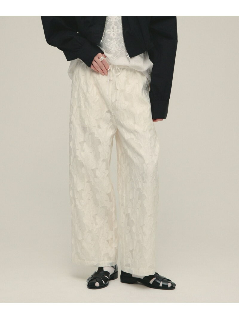 樂天商城 - Floral Cut Jacquard Pants eL ジーナシス パンツ その他のパンツ ブラック ホワイト【送料無料】[Rakuten Fashion]