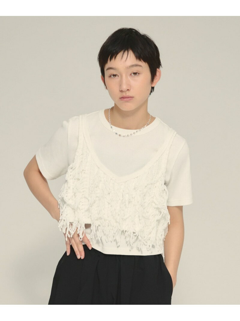 【SALE／37%OFF】5G Fringe Compact Gilet eL ジーナシス トップス ベスト・ジレ ブラック ホワイト【RBA_E】【送料無料】[Rakuten Fashion]