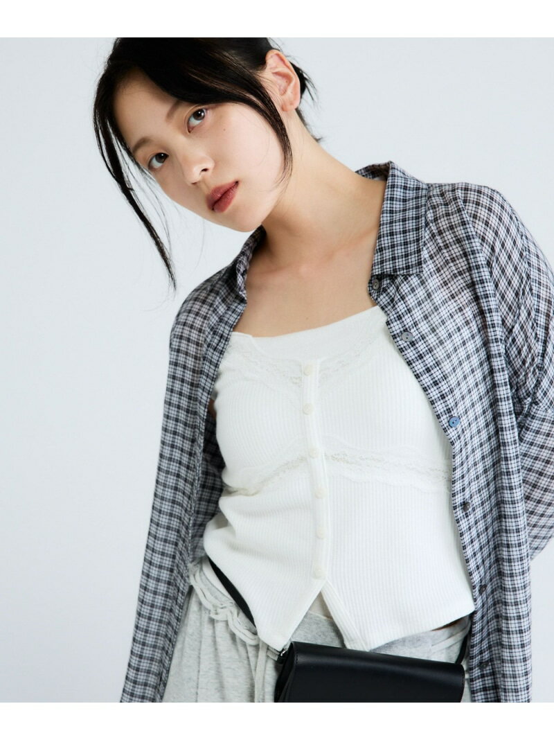 樂天商城 - リブカットレーストリムキャミ JEANASIS ジーナシス トップス カットソー・Tシャツ グレー ブラック ホワイト【先行予約】*【送料無料】[Rakuten Fashion]