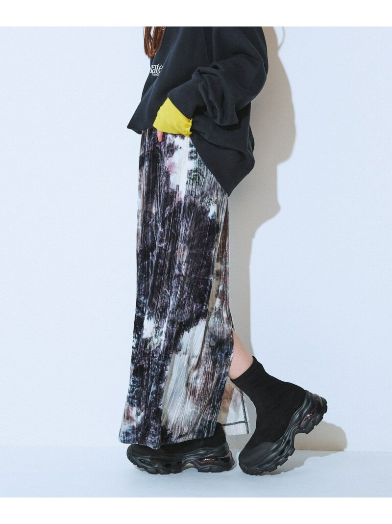 タイダイベロアナロースカート JEANASIS ジーナシス スカート ロング・マキシスカート グレー パープル【先行予約】*【送料無料】[Rakuten Fashion]