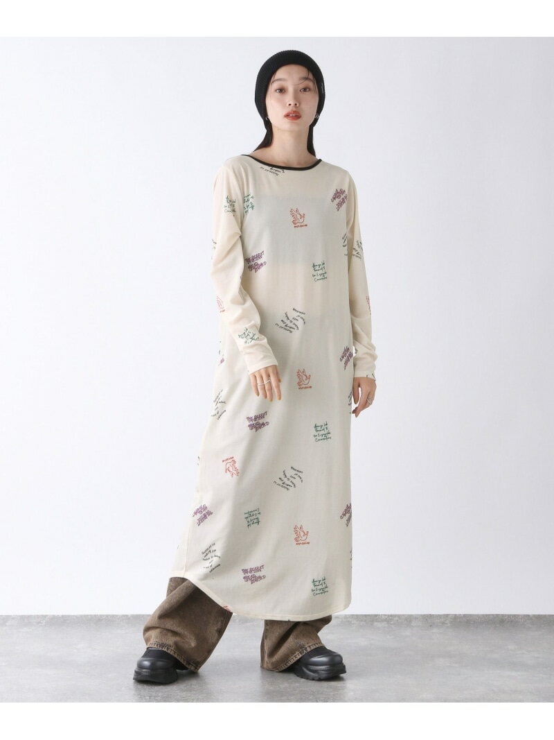 【SALE／60%OFF】グラフィックシアーベロアワンピース JEANASIS ジーナシス ワンピース・ドレス ワンピース ホワイト グレー【RBA_E】[Rakuten Fashion]