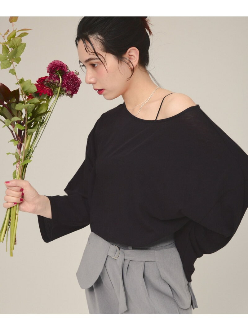【SALE／50%OFF】Sheer Loose Tee LS eL ジーナシス トップス カットソー・Tシャツ グリーン ブラック ..