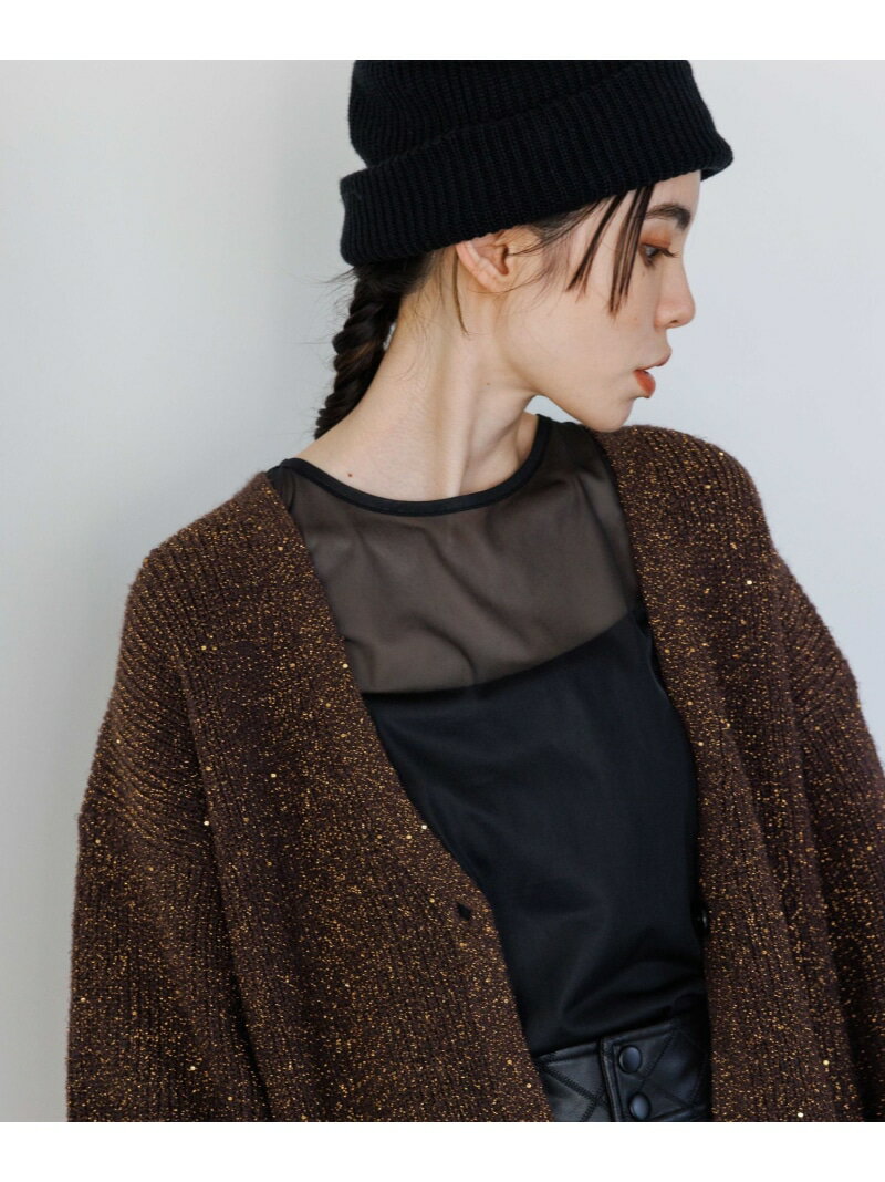 (W)LスパングルカタアゼVCD JEANASiS ジーナシス トップス カーディガン ブラウン ピンク ベージュ【送料無料】[Rakuten Fashion]のサムネイル