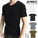 AVIREX(アヴィレックス)　デイリー　【定番】　無地　テレコ　半袖　Vネック　Tシャツ　6143501　チャコール　グレー　アビレックス 61..