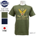 BUZZRICKSON'S (バズリクソンズ)　スラブ　半袖　プリント　エアフォース　Tシャツ　ホワイト　ネイビー　BR79172 　日本製　ミリタリー　コーディネート　夏　おしゃれ　空軍　バックプリント　マーク