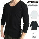 AVIREX(アヴィレックス) デイリー 【定番】 無地 テレコ 7分袖 Uネック Tシャツ 6143509 ブラック ホワイト チャコール アビレックス 黒 白 インナー 6123226 日時指定不可商品 メール便配送 送料無料 【AVIREX 正規販売店】 7834934028
