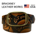 BRACKNEY LEATHER WORKS ブラックニーレザーワークス アメリカ製 型押しベルト クラフト ギャリソン バックル シングルピン ブラウン フリーサイズ シンプル カジュアル ルート66 米国 オシャレ 目立つ デザイン 日時指定不可商品 BLW-05