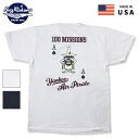 BUZZRICKSON'S バズリクソンズ 半袖 YANKEE AIR PIRATE プリント Tシャツ ホワイト ブラック 白 黒 BR79514 アメリカ製 米国製 ミリタリー コーディネート 夏 おしゃれ ファントム