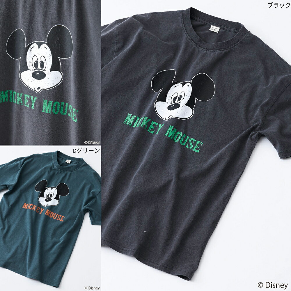 【Disney /ディズニー】 MICKEY MOUSE / ミッキーマウス パウダーブリーチ Tシャツ ユニセックス 男女兼用