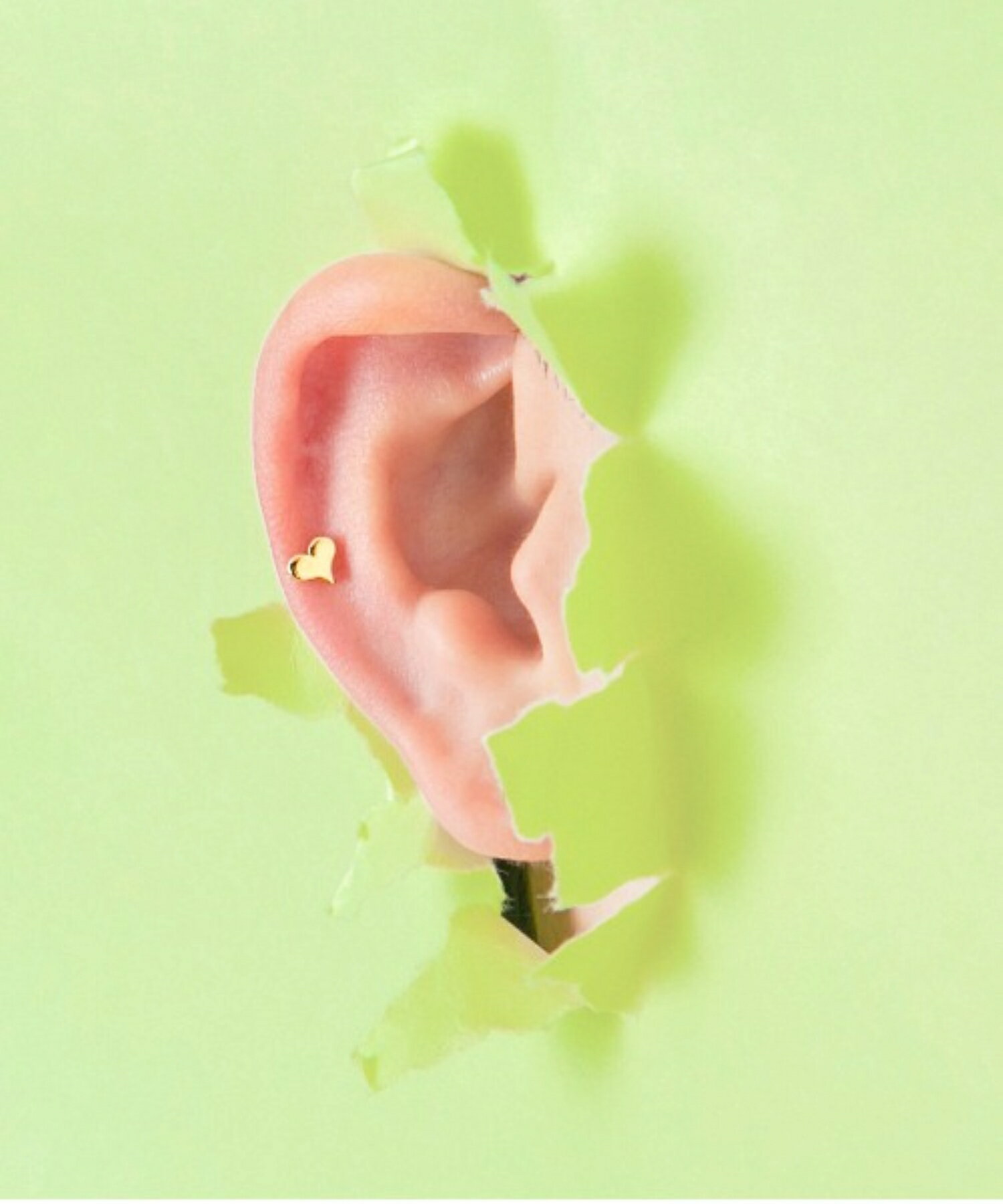 ハート モチーフ 18G ボディピアス 片耳用 Os accessory オズ【金属アレルギー対応】