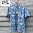 レインスプーナー Reyn spooner 125-1806 アロハ半袖シャツ Lahaina Sailor ラハイナセイラー 62)INDIGO Imported from Hawai and Desinged Hawaii Tailord in China 前開 Button Front shirt レインスプーナークロス