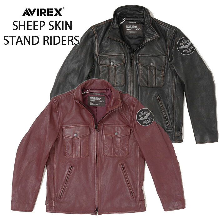 楽天JEANS ネシAVIREX アビレックス レザー ジャケット ライダー 5250012 SHEEP SKIN STAND RIDERS レザー 羊革 メンズ アウター シープレザー