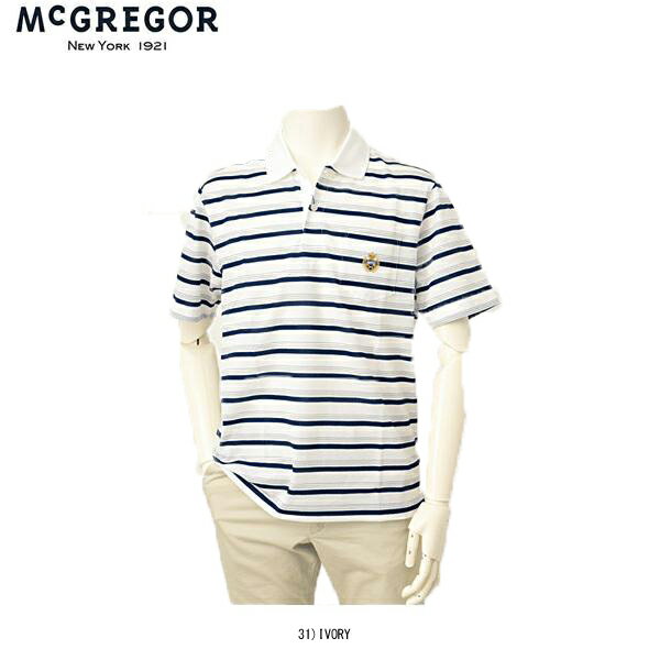 McGREGOR (マグレガー) フィスコ　トラッドモチーフロゴボーダーポロシャツ 綿100％