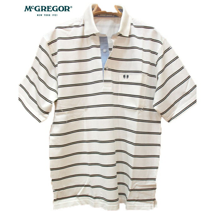 McGREGOR (マグレガー) 半袖ポロシャツ シルケットボーダー鹿の子ポロシャツ 綿100％
