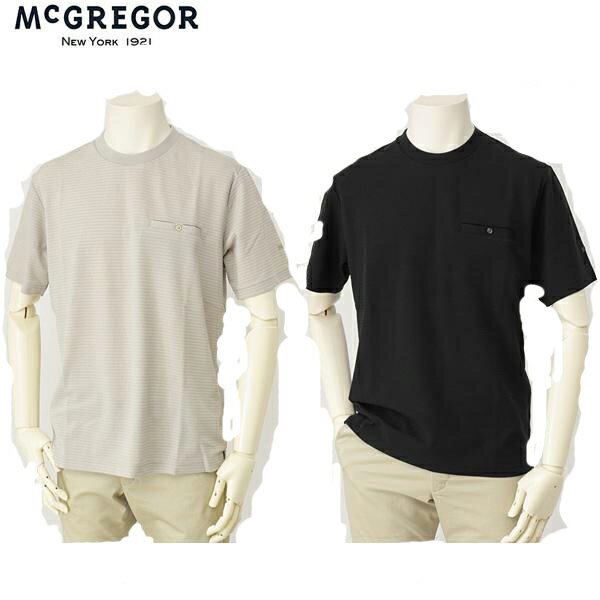 McGREGOR マックレガー ジャカード鹿の子クルーTシャツ メンズ半袖Tシャツ ポリエステル60% 綿40% リブ部分：綿100% 抗菌防臭機能のあるTC素材