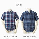 エドウイン Tシャツ メンズ EDWIN エドウィン ET2126 インディゴチェック 半袖シャツ 定番 レギュラーシャツ インデイゴ染糸 軽い素材