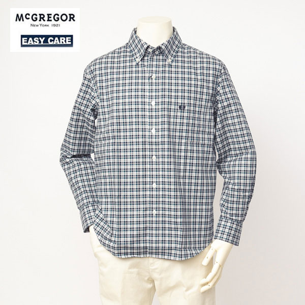 30%OFF SALE McGREGOR マグレガー イージーケア 111172601 メンズ 紳士シャツ 長袖 チェックシャツ ボタンダウン 秋服 ビエラ