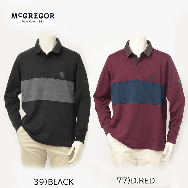 40％ OFF SALE McGREGOR メンズ マックレガー ラガーシャツ チェストパネル太ボーダー 39 ブラック 77）D.RED