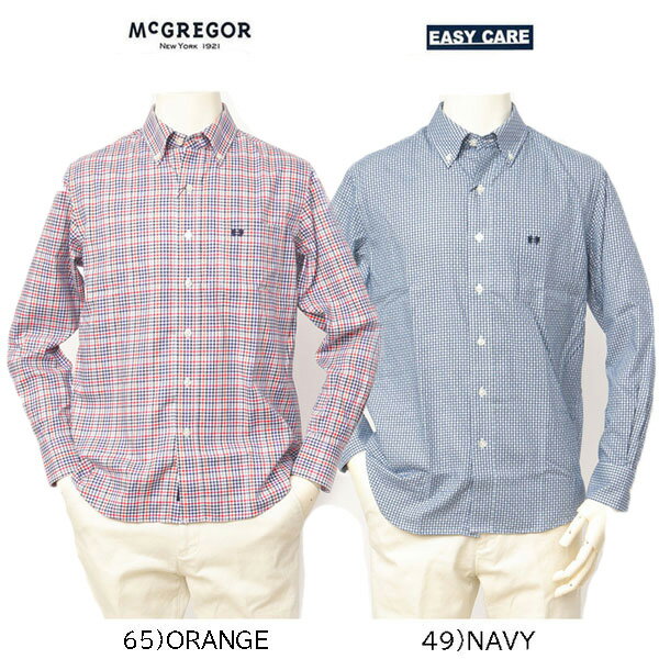 10%OFF SALE McGREGOR マグレガー easy care 111173601 メンズ 紳士シャツ 長袖チェックボタンダウンシャツ 秋服