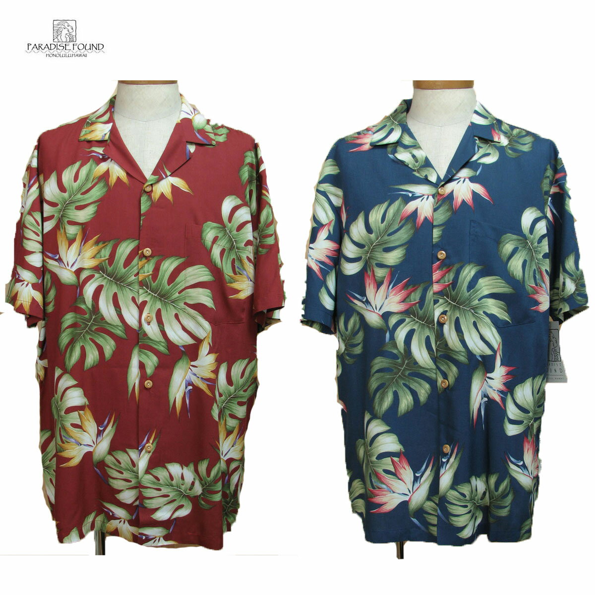 ALOHA monstera-pradise メンズアロハ　パラダイスファンド USA Hawaiian ハワイの老舗 アロハシャツ ブランド Paradise Found Aloha Shirts ココナッツボタン