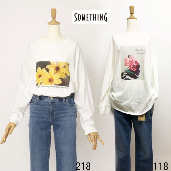 サムシング something st619 ROUND HEM TEE プリントTシャツ ロングTシャツ 長袖 カジュアルシャツ 花柄 春服 秋服