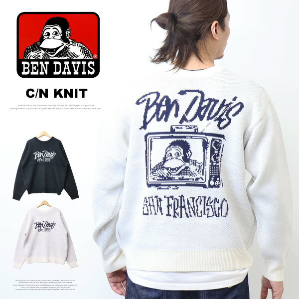 BEN DAVIS ベンデイビス テレビジョン クルーネックニット セーター メンズ ビッグシルエット ゴリラ ベンデビ 送料無料 25780061
