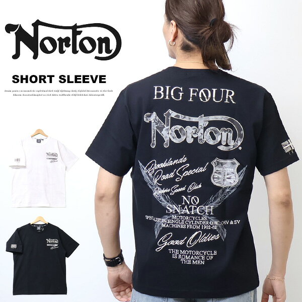 乐天商城 - Norton ノートン ワントーンボタニカル叩きつけ Tシャツ メンズ 半袖Tシャツ 刺繍 プリント 半T 送料無料 262N1009B