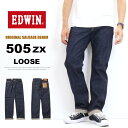 ALL MADE IN JAPAN ヴィンテージジーンズの代名詞、『EDWIN 505』が誕生30周年を記念しリニューアル致しました。当時のディテールや洗い加工、風合いを現代の技術や概念により一層進化させ、ストレッチデニム全盛の世の中に、今一度硬派なジーンズの価値を提案します。 【素材】 1940年～50年代を意識した13.75ozセルビッジデニムを使用。均一な糸が紡績できなかった時代のデニムを再現する為、縦糸に2種類のムラ糸、横糸に茶綿を使用し、シャトル織機の名機と言われる『TOYODA G9』で甘めのテンションで低速に織ることで当時らしい粗野で独特な風合いを表現しています。 【シルエット・加工】 シルエットは現代のジーンズに近づいた50年代らしい、ややゆったりとしたストレートです。加工はワンウォッシュ仕上げのピュアでクリーンな表情。自分で色を落として世界で1本だけのジーンズに育てたいという方にオススメです。 E50550-100 ワンウォッシュ リンス インディゴブルー ビンテージジーンズ ヴィンテージジーンズ 国産 Gパン ジーパン シンプル プレゼント ギフト ラッピング 父の日 ボトムス 長ズボン ロングパンツ 裾上げ無料 裾直し無料 股上深め ゆったりストレート 太めのストレート 太い ゆるい ゆるめ アメカジ カジュアル 古着風 10代 20代 30代 40代 50代 60代 スタイル 12345 タイト ややタイト 標準 ややルーズ ルーズ シルエット ルーズストレート 素　材 綿100% 革ラベル：牛革 生産国 日本製 国産 MADE IN JAPAN 伸縮性 なし 生地の厚さ ふつう 生地の硬さ ふつう 股上の深さ 深め サイズ 29 30 31 32 33 34 36 ウエスト 76(73) 78(76) 81(78) 83(81) 86(83) 88(86) 93(91) ヒップ 91 93 96 98 101 103 108 股上 26.5 27 27.5 28 28.5 29 30 股下 約80 約80 約80 約80 約80 約80 約80 わたり 26.5 27 27.5 28 29 30 31 スソ幅 18 18.5 19 19.5 20 20 21 ※ウエスト表記の( )内はEDWINタグに記載されている数値に、 ( )外の数値は当店で計測した実寸になります。 ※ヒップはタグに記載されている数値になります。 ※股下・スソ幅はロールアップを伸ばしたときの数値になります。 単位：cm ◆上記のサイズ表は当店にある在庫の内の各サイズ一本を測っていますので、若干ですが一本一本寸法は異なります。 ◆この商品は当店実店舗でも販売しております。 ◆在庫数の更新は随時行っておりますが、お買い上げいただいた商品が、品切れになってしまうこともございます。 その場合、お客様には必ず連絡をいたしますが、万が一入荷予定がない場合は、キャンセルさせていただく場合もございますことをあらかじめご了承ください。 メーカー希望小売価格はメーカー商品タグに基づいて掲載しています。EDWIN 【エドウイン】 〜日本人のための日本の服〜 1961年。日本で初めてデニム地を輸入、国内縫製で 自社ブランドEDWINを確立。 国産初のブルージーンズを製造。以来、EDWINは時代とともに、 DENIM開発、WASH加工開発、フィット開発、縫製技術開発等を行い、 常に新しいジーンズを創り続けています。 JEANSの生地DENIMのアルファベット5文字を自由に並べ換えると EDWINという5文字を創ることができます。新しい発想、 自由な発想で、ジーンズの可能性を切り開いていく『ものづくり』の スピリットがEDWINの名に込められています。