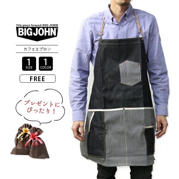 ビッグジョン ジーンズ レディース 【送料無料】ビッグジョン エプロン BIG JOHN デニム おしゃれ 保育士 キッチン カフェ店員 ガーデニング DIY 料理 介護士 ソムリエ 飲食店 家庭菜園 農業 メンズ レディース 男女兼用 ユニセックス デニム生地 プレゼント VGL005K-2