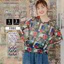 ScoLar スカラー レディース インナー 長袖Tシャツ 見せるインナー シアーシャツ 透け感 メロウステッチ 蝶 花 うさぎ レトロ 151608 1516...