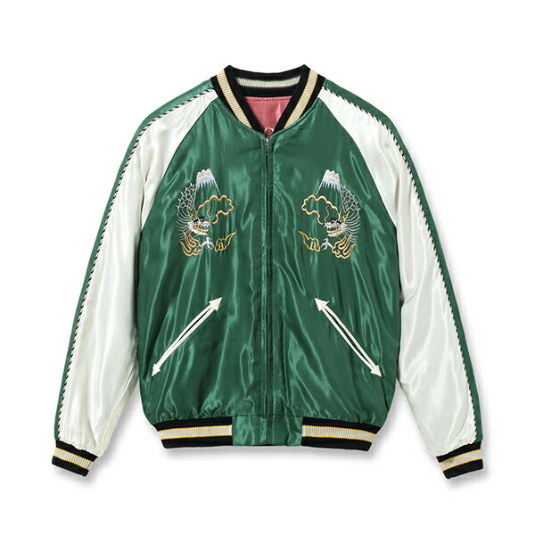 テーラー東洋 メンズ ライトアウター スカジャン Mid 1950s Style Acetate Souvenir Jacket EAGLE & TIGER ROARING TIGER 虎 鷲 竜 グリーン ピンク TT15790-2