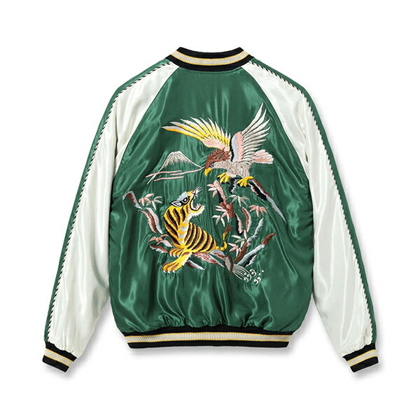 テーラー東洋 メンズ ライトアウター スカジャン Mid 1950s Style Acetate Souvenir Jacket EAGLE & TIGER ROARING TIGER 虎 鷲 竜 グリーン ピンク TT15790-2