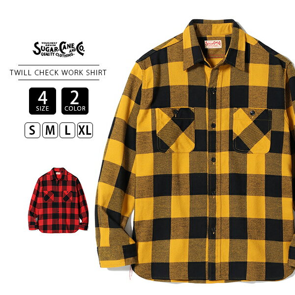 SugarCane奬󥺥ȥåץĹµTWILLCHECKWORKSHIRTĥå50-60ǯӥơХåեåSC29557