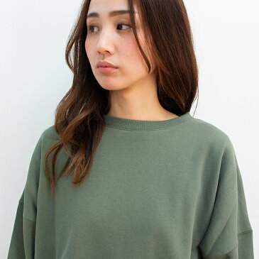 【SALE!!】【 AUG オーグ 】サイド スリット バルーン スウェット 811007 / プルオーバー トレーナー スエット 裾スリット アンバランスヘム クルーネック 丸首 無地 長袖 裏毛 オーバーサイズ ビッグシルエット トップス レディース ウィメンズ 21SS/