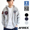 アヴィレックス ジップアップパーカー レディース AVIREX アビレックス ロングスリーブ ジップアップ パーカー ダスト デビルス LONG SLEEVE ZIP PARKA DUST DEVILS 783-3931012 7833931012 / アヴィレックス パーカー スウェット ジップパーカ トップス メンズ レディース 秋冬 2024SS