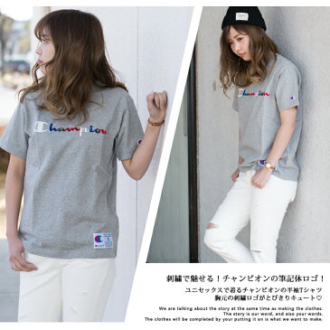 【Champion チャンピオン】アクションスタイル 刺繍 筆記体 ロゴ 半袖 Tシャツ　C3-H371/ACTION STYLE/メンズ/レディース/ユニセックス/CHAMPION/丸首/カットソー/Cロゴ/アメカジ